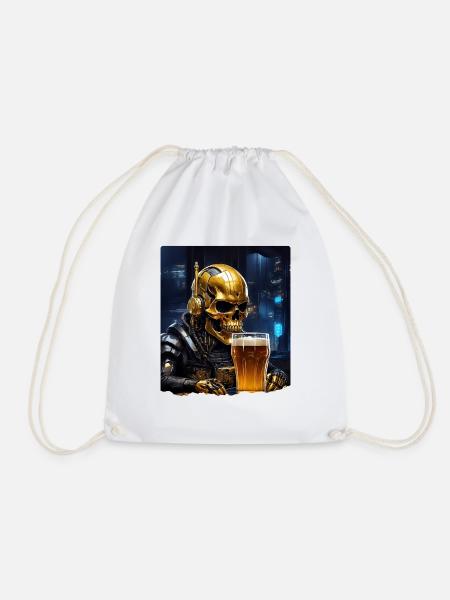 Bier Skull 0.2 - Turnbeutel - Weiß