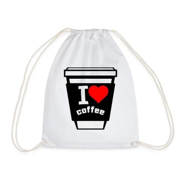 I Love Coffee 02 - Drawstring Bag - white - Front