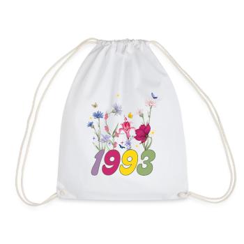 Year of birth 1993 wildflowers - Drawstring Bag - white - Front