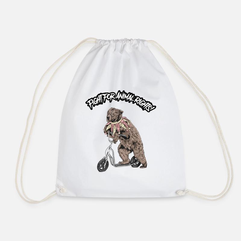 Animal Rights // Circus Bear - Drawstring Bag - white