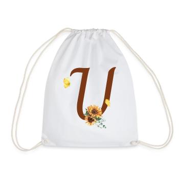 Lettre u tournesol papillon - Sac de sport léger - blanc - Devant