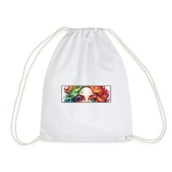 Woman / Pretty / Portrait / Colorful Hair / Model - Drawstring Bag - white - Front