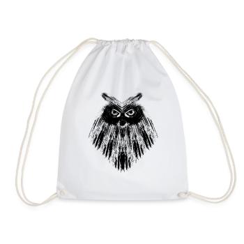 Owl owl black calligraphic - Drawstring Bag - white - Front
