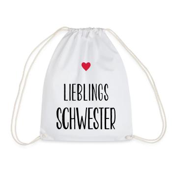 Schwester Lieblingsschwester Herz Geschenk - Turnbeutel - Weiß - Vorne