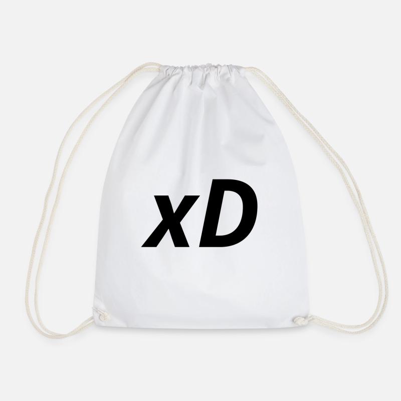 xD - Black - Drawstring Bag - white