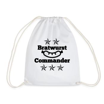 Bratwurst Commander mit Bratwurst und Sterne - Turnbeutel - Weiß - Vorne