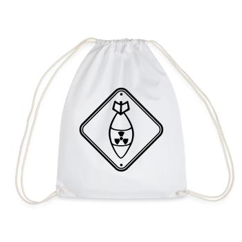 shield danger caution warning caution atomic bomb r - Drawstring Bag - white - Front