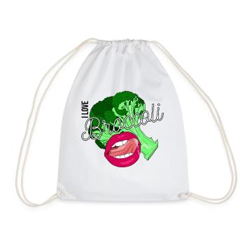 I love broccoli - Drawstring Bag - white - Front