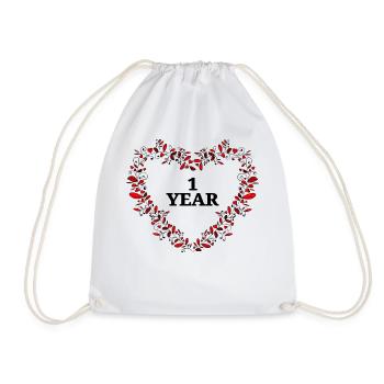 1st anniversary, birthday or anniversary - Drawstring Bag - white - Front