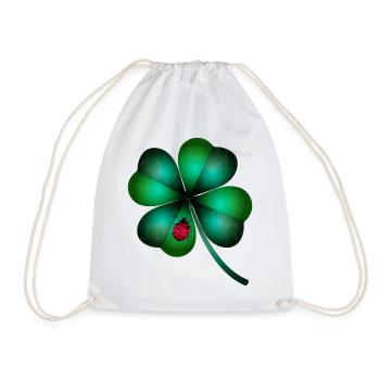 coccinelle trèfle à quatre feuilles vert foncé - Sac de sport léger - blanc - Devant