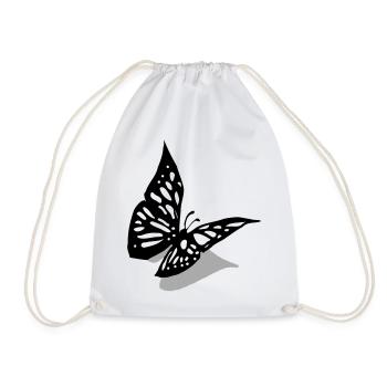 Butterfly 3D - Drawstring Bag - white - Front