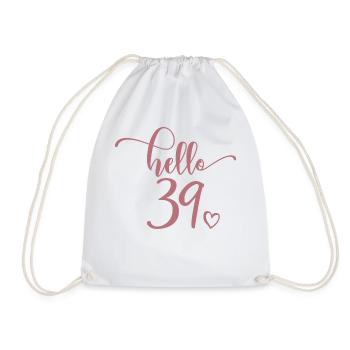 Hello 39 - Cadeau mignon de 39e anniversaire pour femmes - Sac de sport léger - blanc - Devant