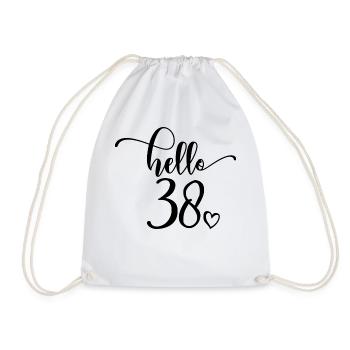 Hello 38 - Cute 38th Birthday Gift For Women - Drawstring Bag - white - Front