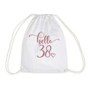Hello 38 - Cute 38th Birthday Gift For Women - Drawstring Bag - white - Front