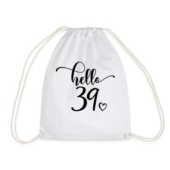 Hello 39 - Cadeau mignon de 39e anniversaire pour femmes - Sac de sport léger - blanc - Devant