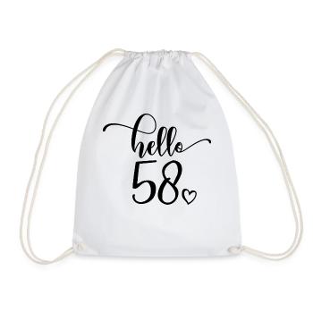Hello 58 - Mignon cadeau de 58e anniversaire pour femmes - Sac de sport léger - blanc - Devant