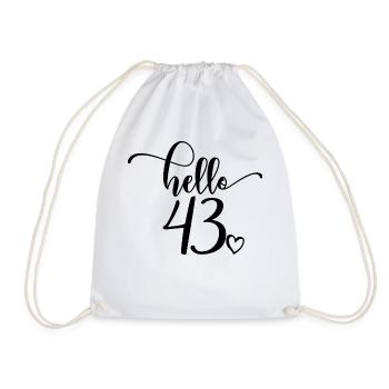 Hello 43 - Mignon cadeau de 43e anniversaire pour femmes - Sac de sport léger - blanc - Devant