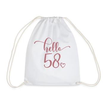 Hello 58 - Mignon cadeau de 58e anniversaire pour femmes - Sac de sport léger - blanc - Devant