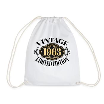 Jahrgang 1963 - 60 Jahre alt, Geschenk zum 60. Geburtstag - Turnbeutel - Weiß - Vorne