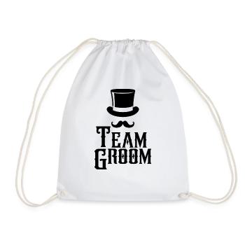 Team Groom Top Hat & Schnurrbart Herren Junggesellenabschied - Turnbeutel - Weiß - Vorne