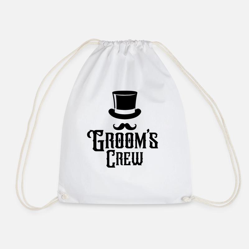 Groom's Crew Top Hat Schnurrbart Herren Junggesellenabschied - Turnbeutel - Weiß