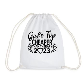Girl's Trip Cheaper Than Therapy 2023 Girls Party - Drawstring Bag - white - Front