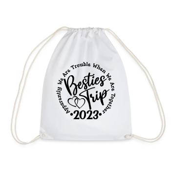 Besties Trip 2023 Fun Girls Trip Weekend Vacation - Drawstring Bag - white - Front