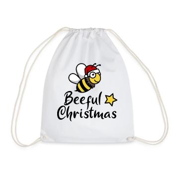 Beeful Christmas Bee Santa Claus - Drawstring Bag - white - Front