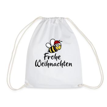 Biene Frohe Weihnachten Weihnachtsmütze Geschenk - Turnbeutel - Weiß - Vorne