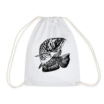 Arowana Fish Graphic Fishes Lover Fishing Gear - Drawstring Bag - white - Front