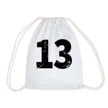 Cool Number 13 - 13 Years Old 13th Birthday Gift - Drawstring Bag - white - Front