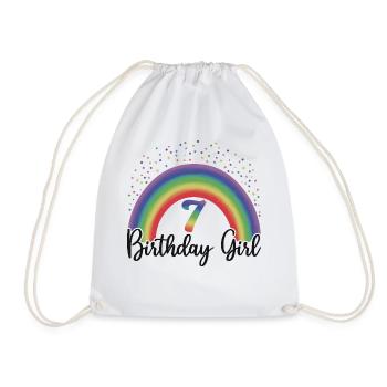Mignon Rainbow 7 Birthday Girl, 8 ans B-day - Sac de sport léger - blanc - Devant