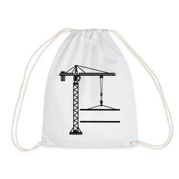 Construction crane banner logo - Drawstring Bag - white - Front