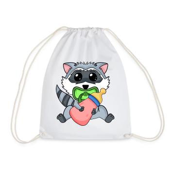 Baby Waschbär Motiv - Turnbeutel - Weiß - Vorne