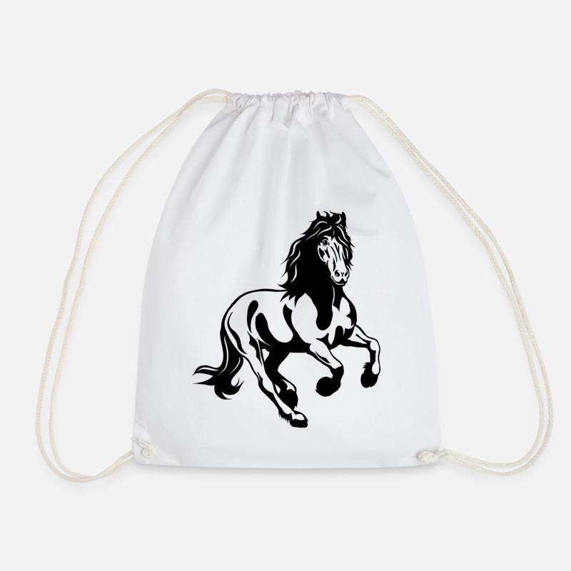 Friesian stallion 01 s - Drawstring Bag - white