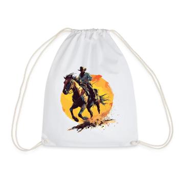 Cowboy Horse Wild West Western Riding Wilderness USA - Drawstring Bag - white - Front