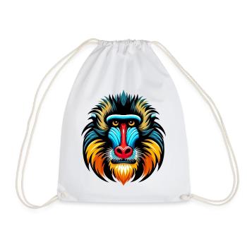 Mandrill monkey - Drawstring Bag - white - Front