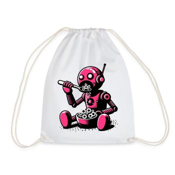 Martian Extraterrestrial Alien Robot - Drawstring Bag - white - Front