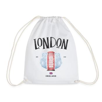 London Red Phone Booth Watercolor - Drawstring Bag - white - Front