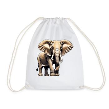 Elephant - Animal Design - Drawstring Bag - white - Front