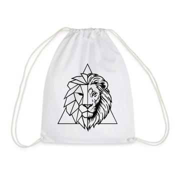Geometric lion – king of the animals in origami - Drawstring Bag - white - Front