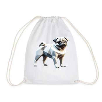 Pug - Pet Design - Drawstring Bag - white - Front