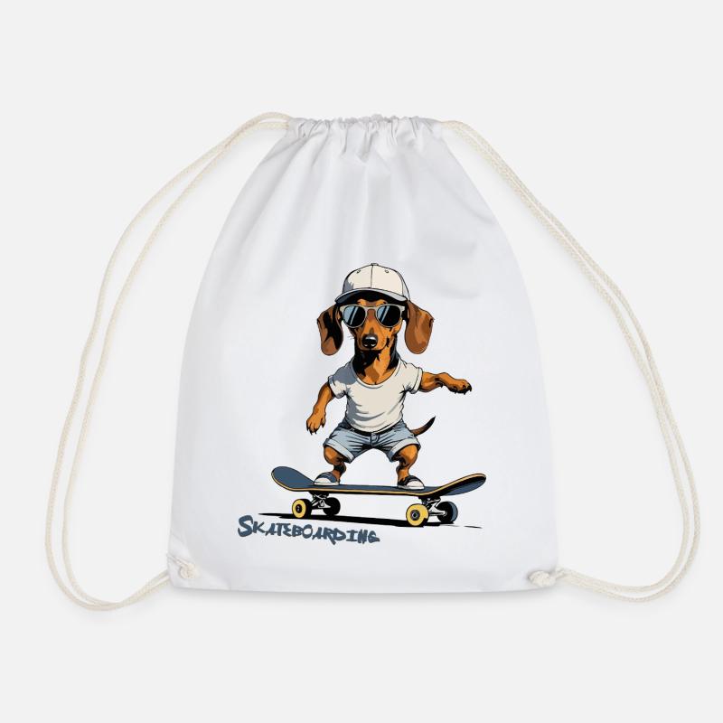 Skateboarding, Skateboarding - Drawstring Bag - white