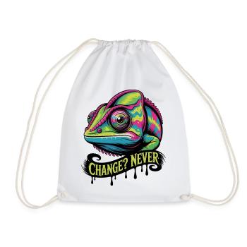 Neon Chameleon Change Never - Drawstring Bag - white - Front