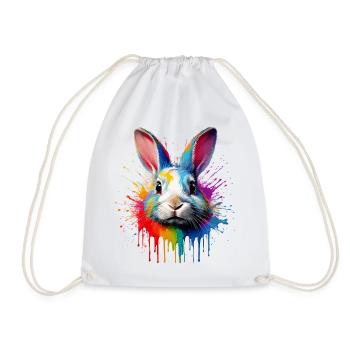 Rabbit Color Veil - Drawstring Bag - white - Front