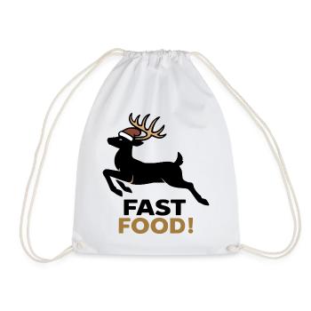Fast Food Reindeer Shirt Funny Christmas - Drawstring Bag - white - Front