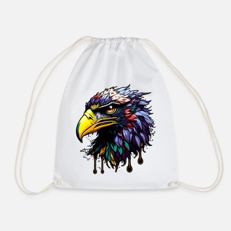 Colorful eagle with bright feathers - Drawstring Bag - white