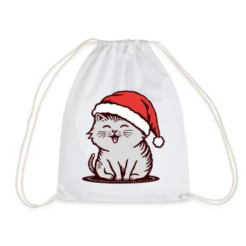 Chat au chapeau de Père Noël - Sac de sport léger - blanc - Devant