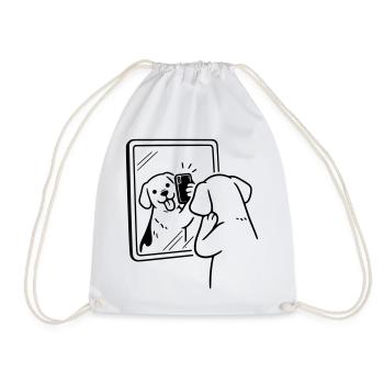 Selfie Dog Dog - Drawstring Bag - white - Front