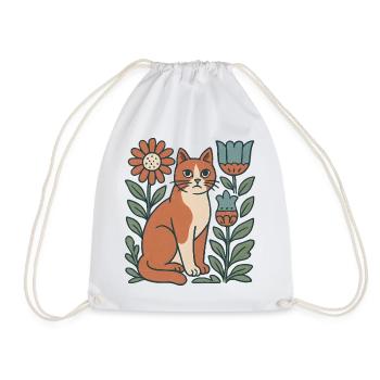 Katzengarten Blütenfreund Katze - Turnbeutel - Weiß - Vorne